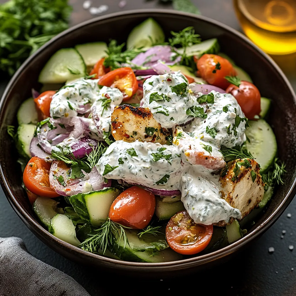 Un plato de ensalada con tomates, cebolla, pepino y cilantro.