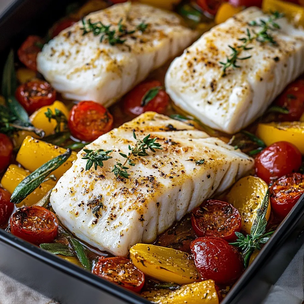 Ein Teller mit Fisch, Tomaten und frischem Gemüse.