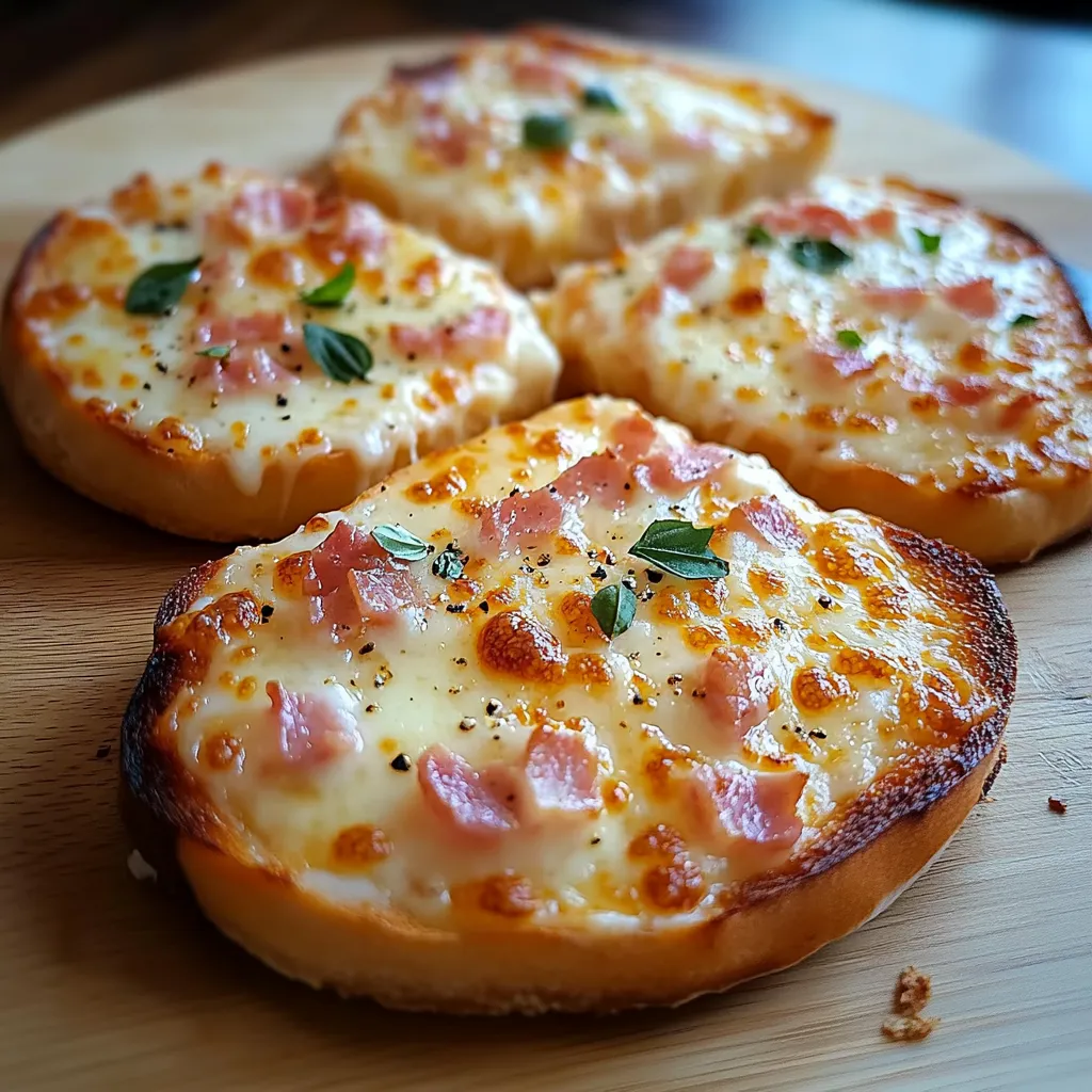Ein Pizzabrötchen mit Pizza auf einer Platte.