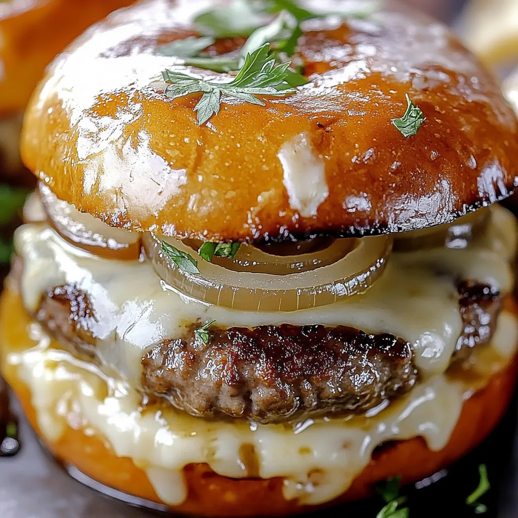 Burger mit Käse und Zwiebel.