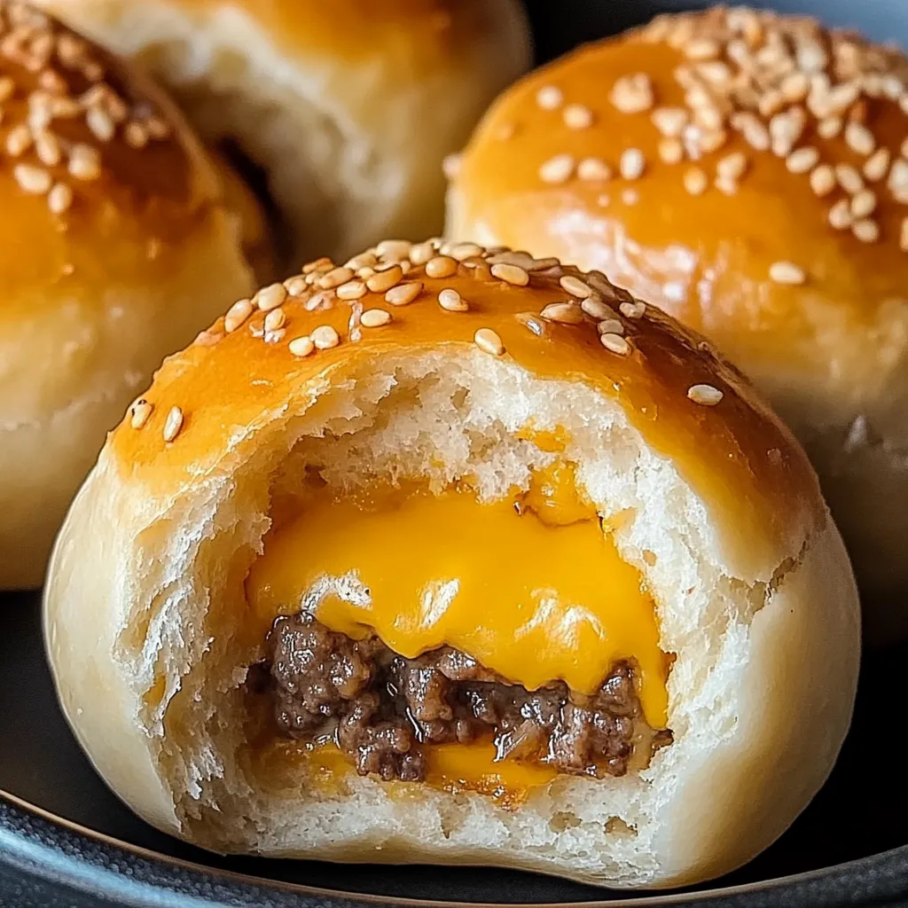 Ein Käseburger Teigballe mit einer Käsekugel in der Mitte.
