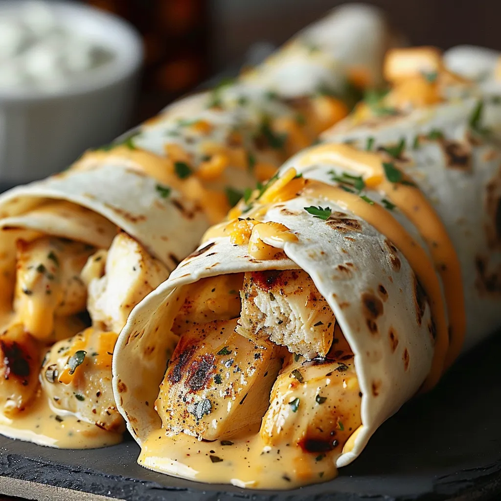 Ein prägnantes Bildbeschreibungstext auf Deutsch lautet: "Ein Taco mit Chicken und Sauce auf einem Tisch.