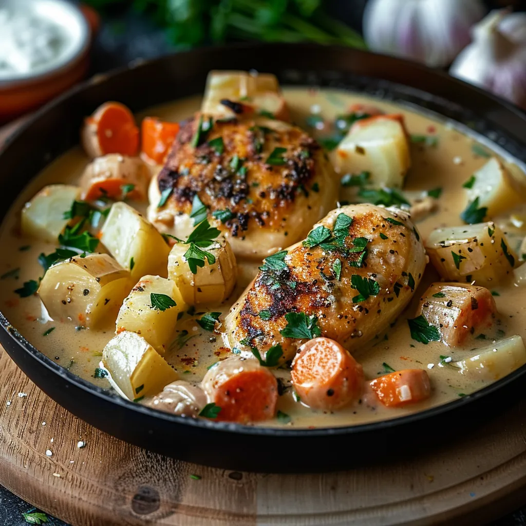Eine Schüssel mit gegrilltem Hühnchen und Gemüse, darunter Karotten, Zwiebeln und Paprika.