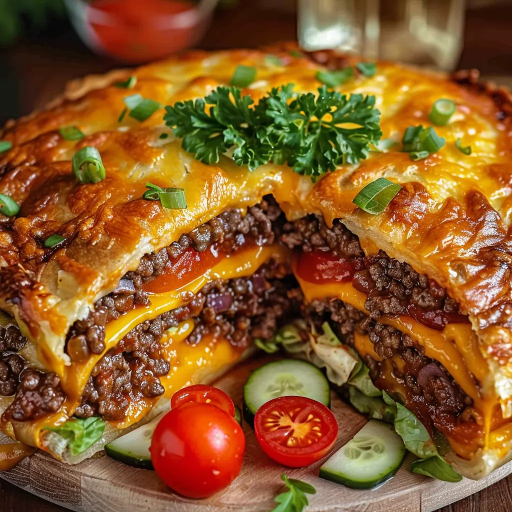 Ein großes, geschnittenes Sandwich auf einem Holzbrett, das mit Tomaten, Zwiebeln und Parmesan belegt ist.