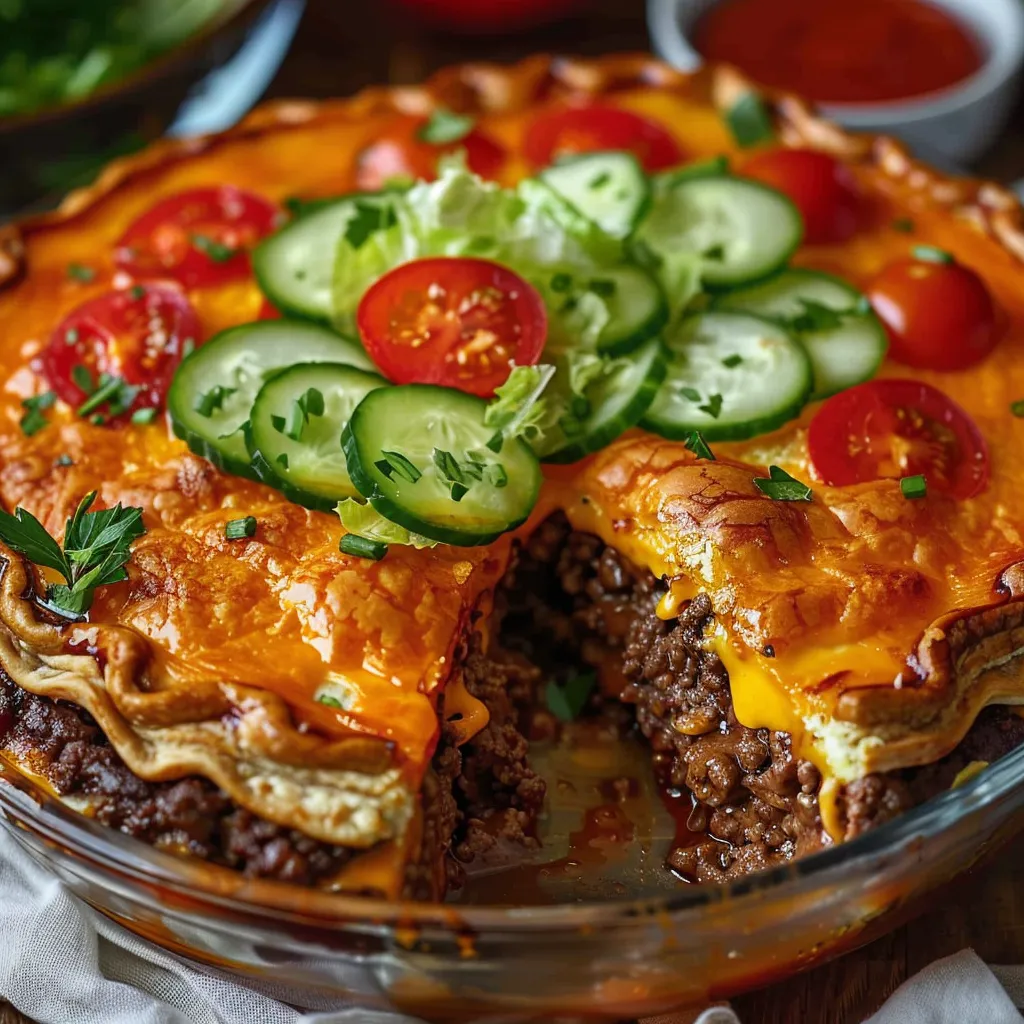 Ein Stück Käsekuchen mit Tomaten und Zwiebeln.