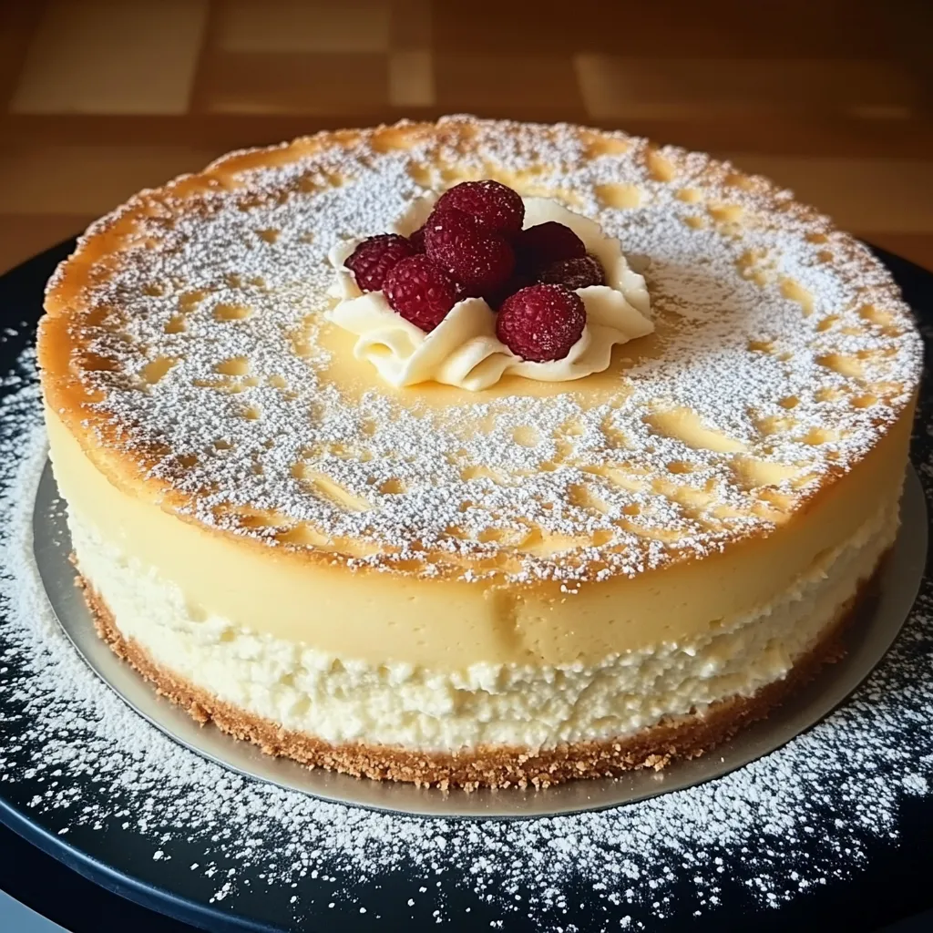 Ein Quark-Schneekuchen mit Vanillepudding auf einem Teller.