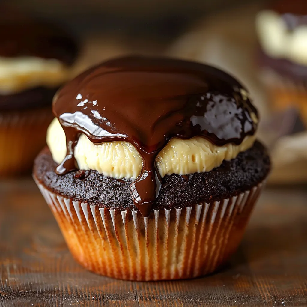 Ein schwarzer Cupcake mit Schokoladensoße und Schokoladenglasur.