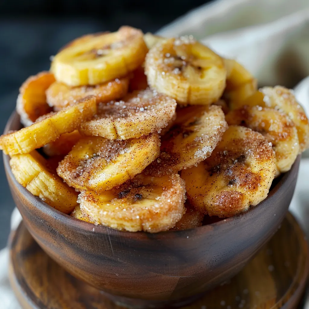 Ein Topf mit Bananen, die mit Zucker bestreut sind.