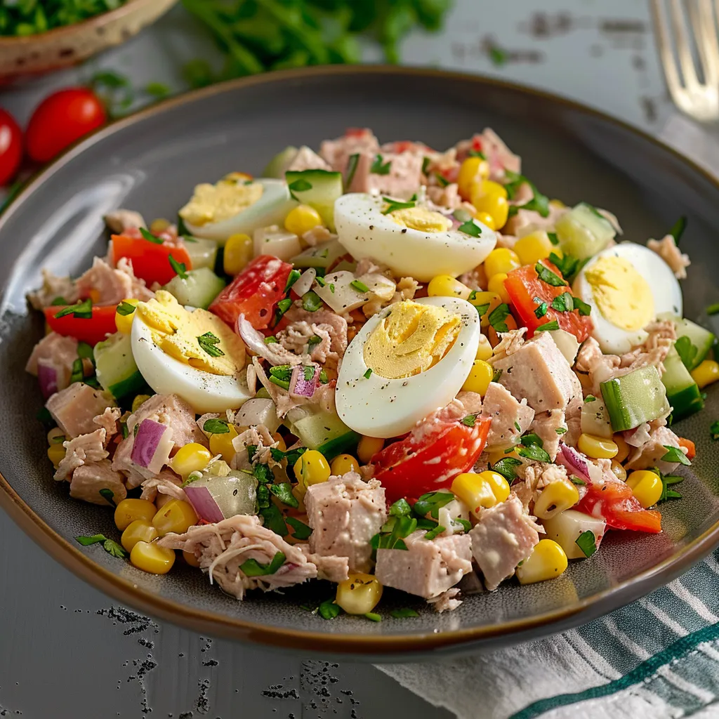 Ein Schälchen mit Salat und Eiern.