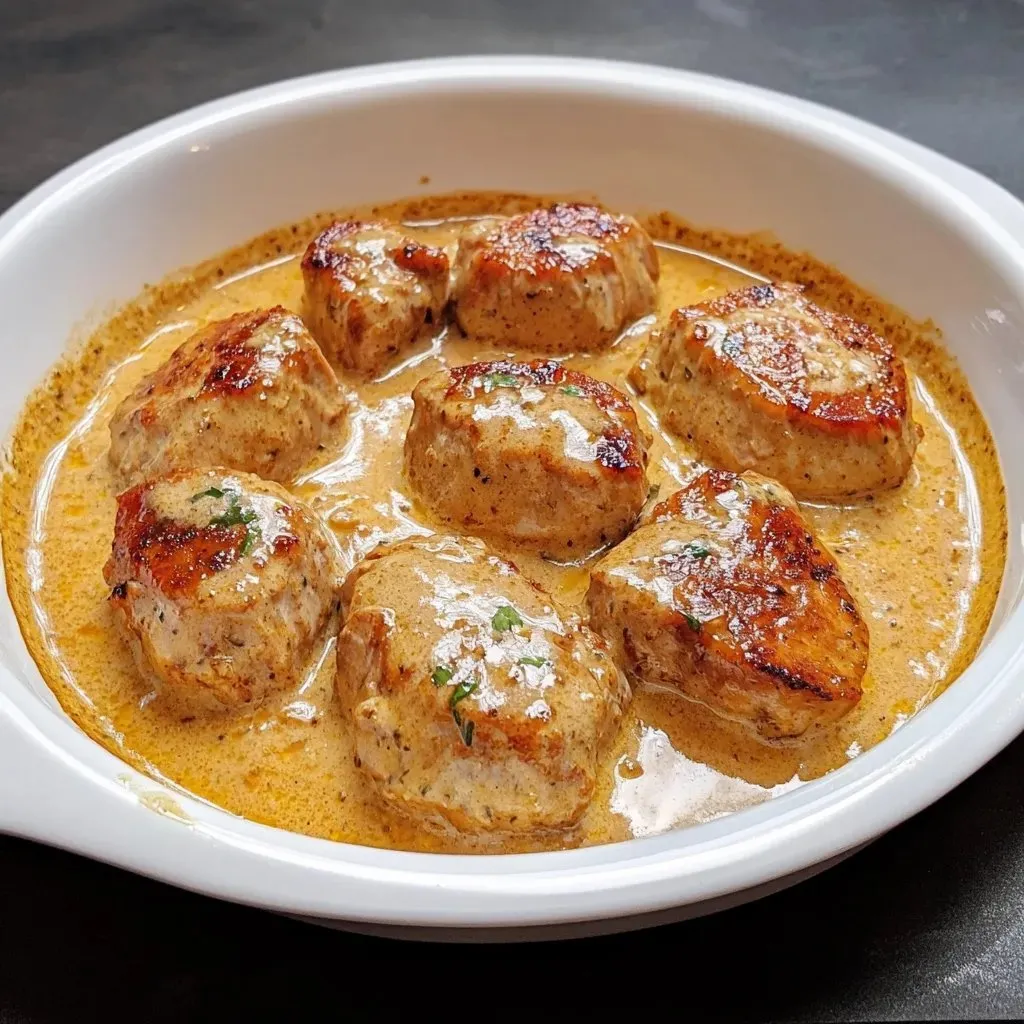 Schweinefilet in Curry-Sahne.