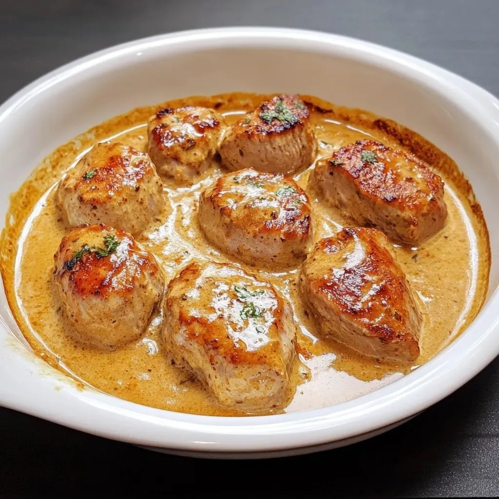 Schweinefilet in Curry-Sahne.