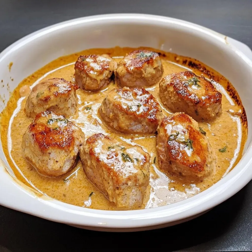 Schweinefilet in Curry-Sahne.