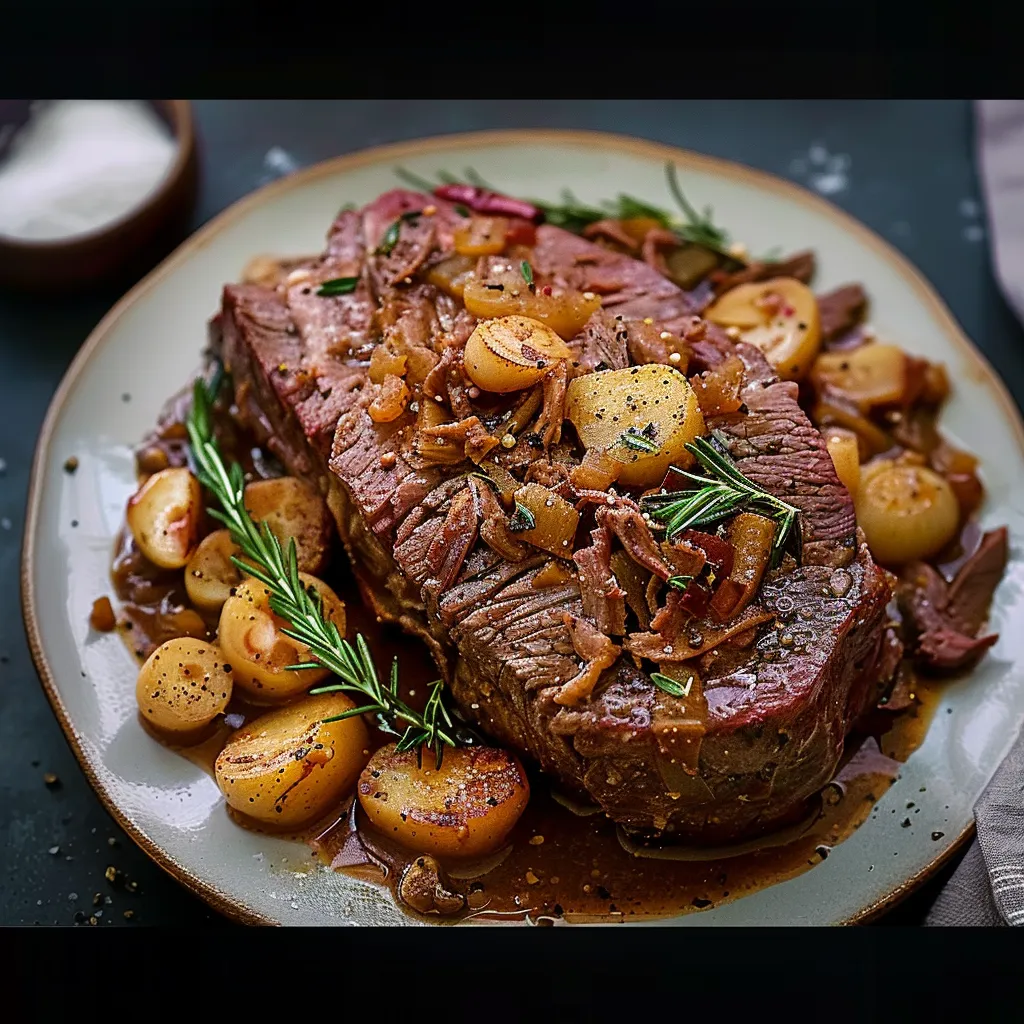 Ein Steak mit Sauce auf einem Teller.