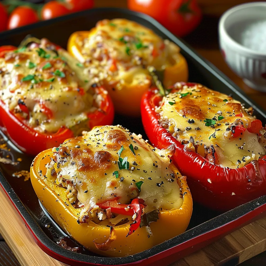 Ein Schälchen mit sechs Tomaten und Käse.