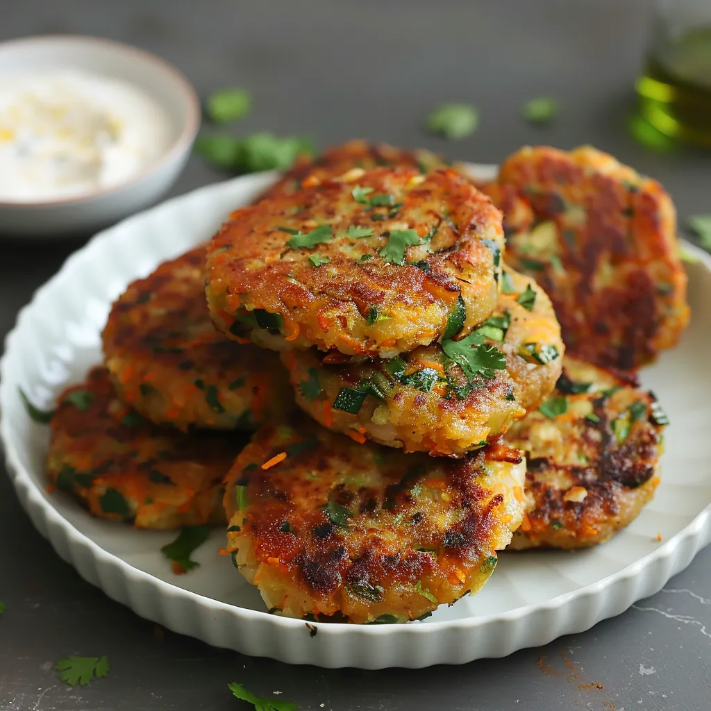 Eine Platte mit Patties, die mit Zwiebeln und Koriander garniert sind.