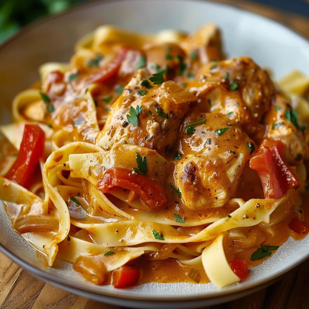 Ein Schüssel mit Pasta, Tomaten, Paprika und Zwiebeln.