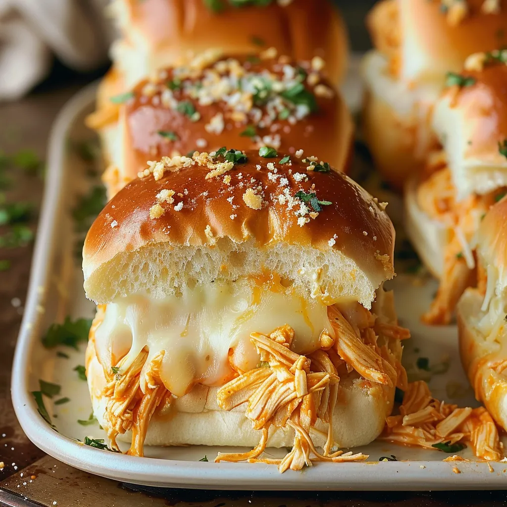 Eine Platte mit Sandwiches, die mit Käse, Zwiebeln und Chili belegt sind.
