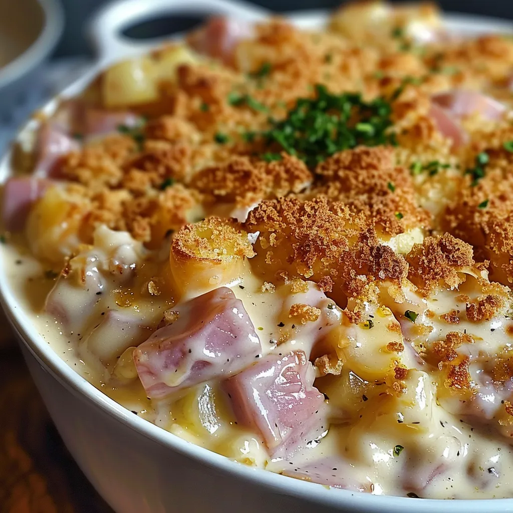 Ein weißer Teller mit einer Mischung aus Käse, Pommes und Zwiebeln.