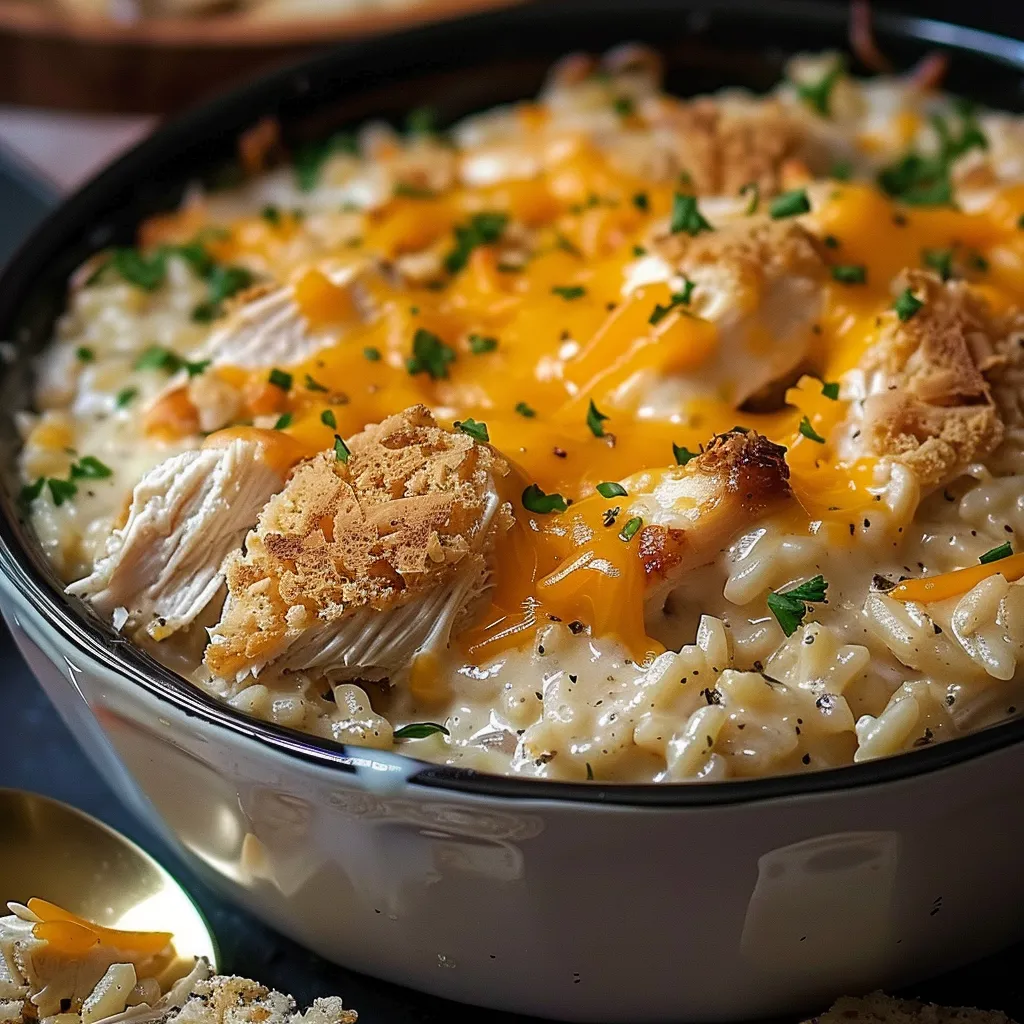 Ein Schalen mit Rice und Chicken.