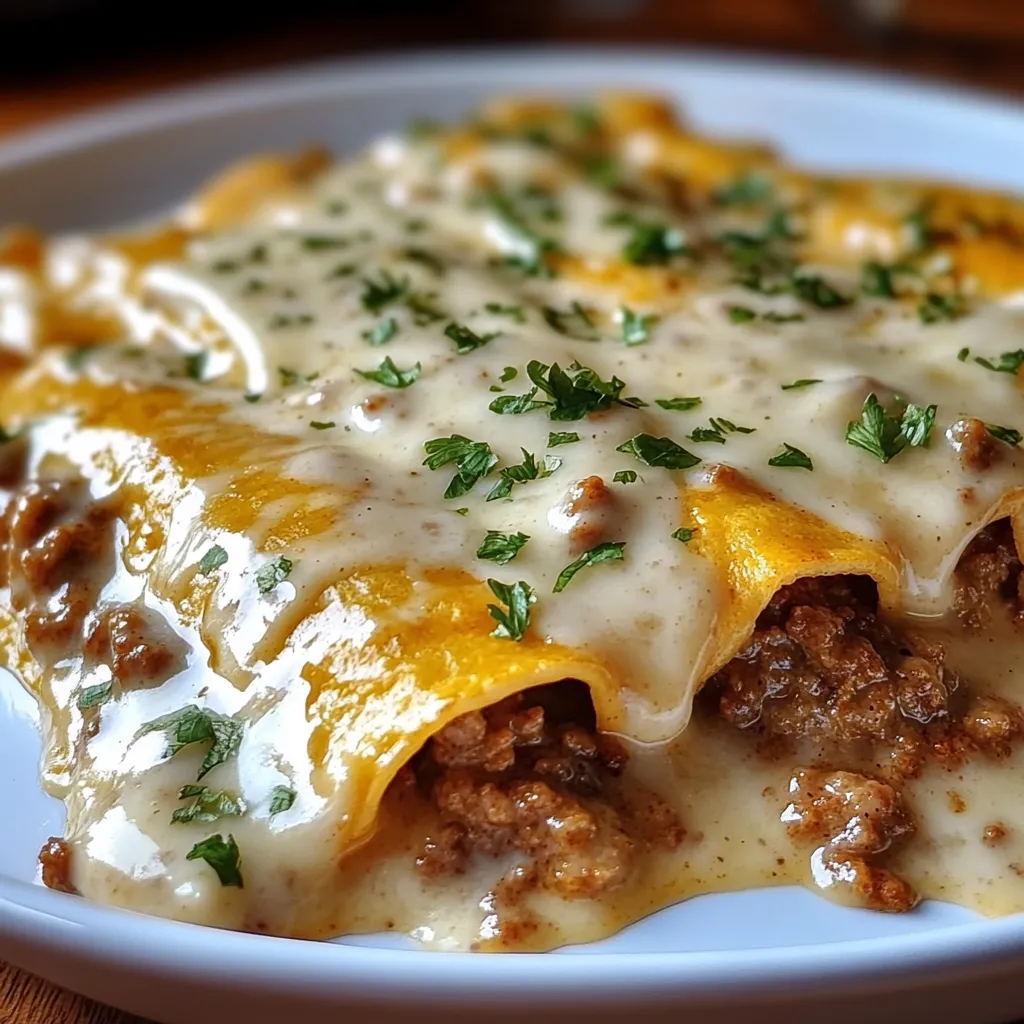 Südliche Frühstücks-Enchiladas mit Wurstsoße