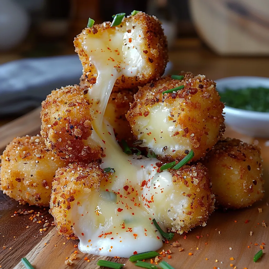 Eine Schicht von Käse auf den Tater-Tots.