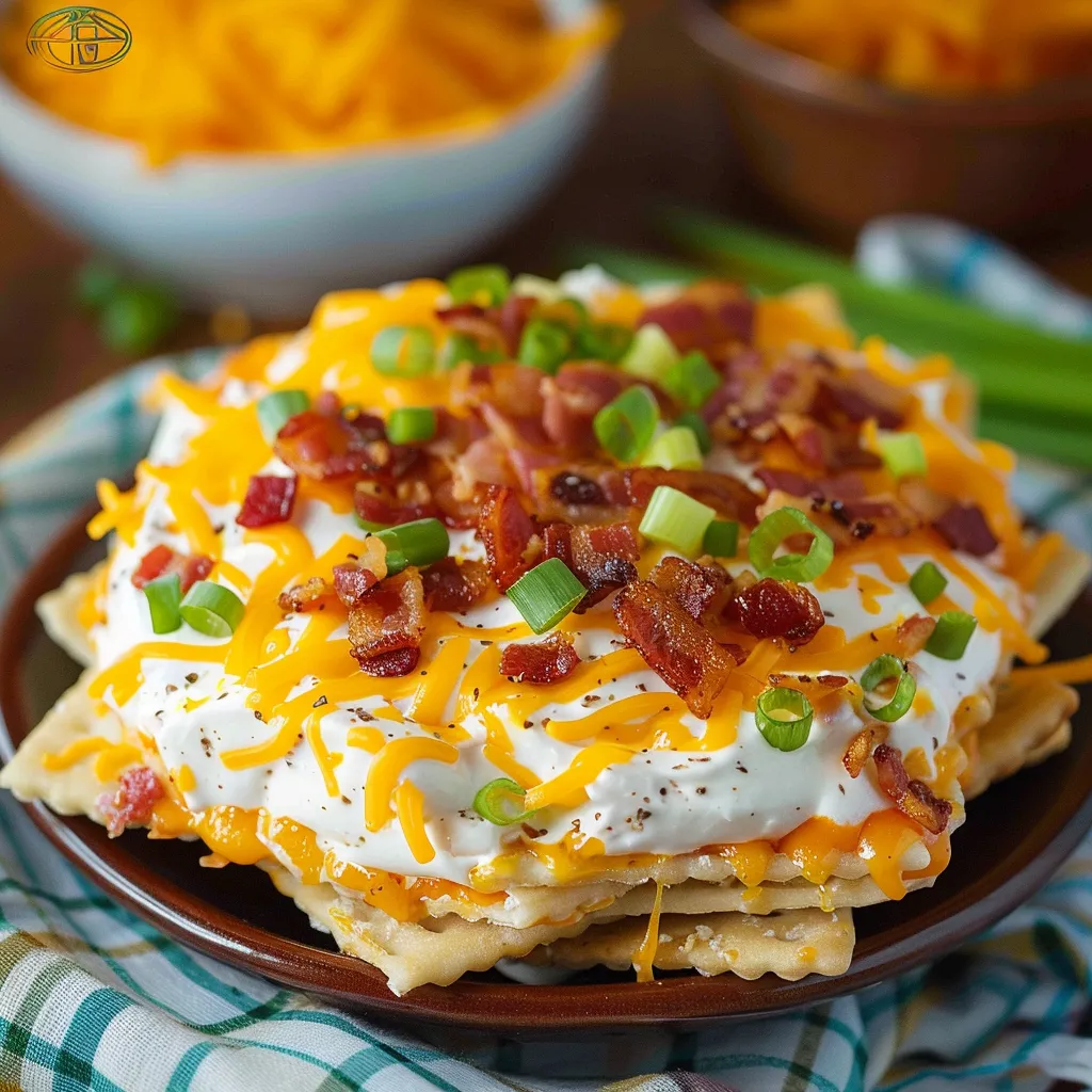Ein Plate mit Bacon, Cheese und Pasta.
