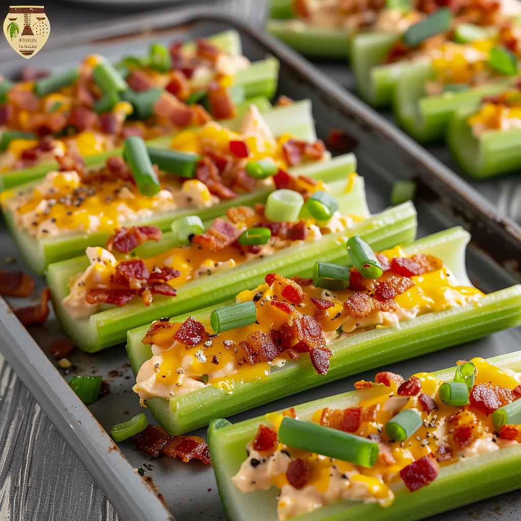 Eine Schüssel mit Bacon-Cucumber-Sticks, die in einer Pfanne auf einem Tisch liegen.
