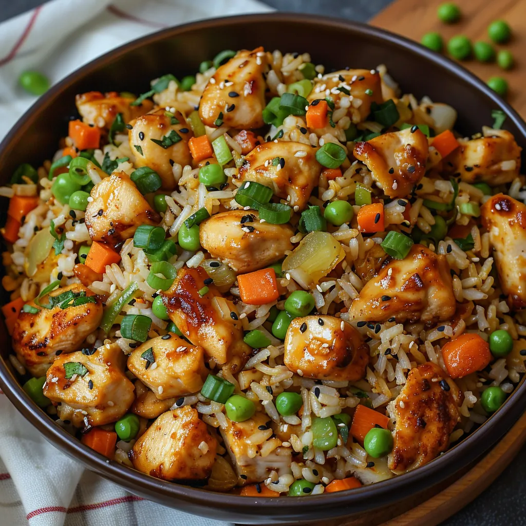 Ein Schälchen mit Rice und Chicken.