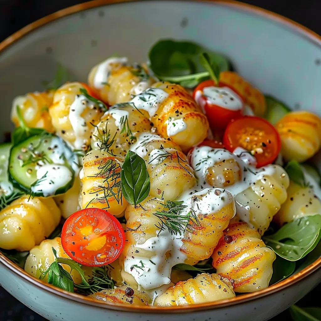 Ein Schüssel mit Pasta, Tomaten, Zwiebeln und Käse.
