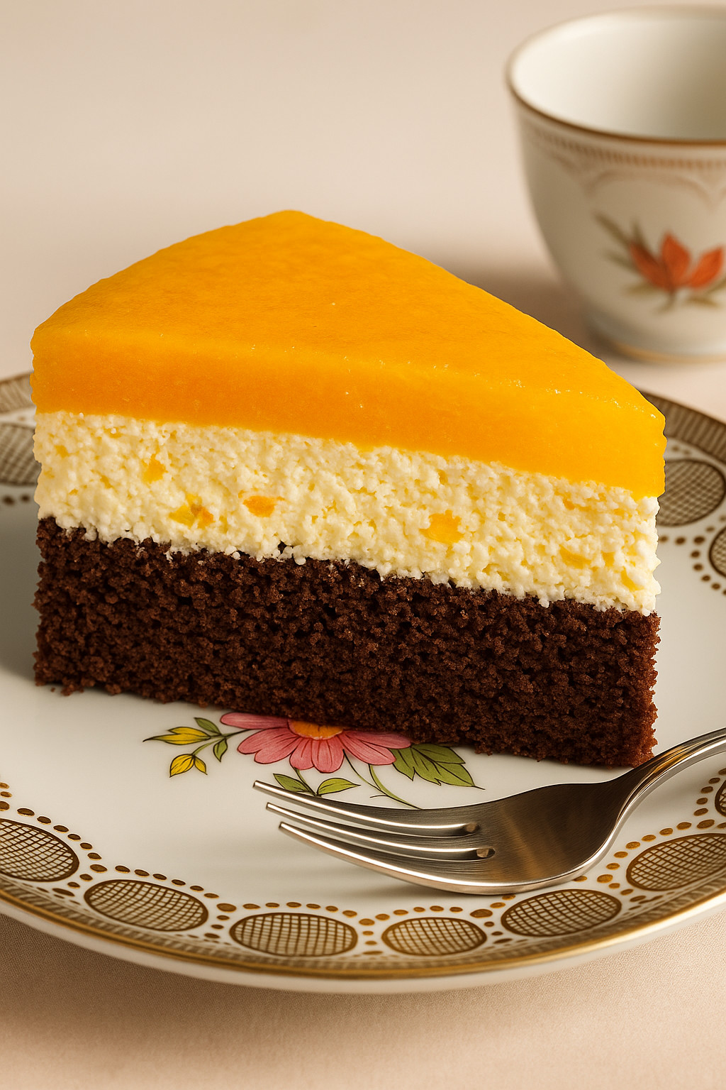 Eine Schokoladencake mit Schokoladenglasur auf einem Teller.
