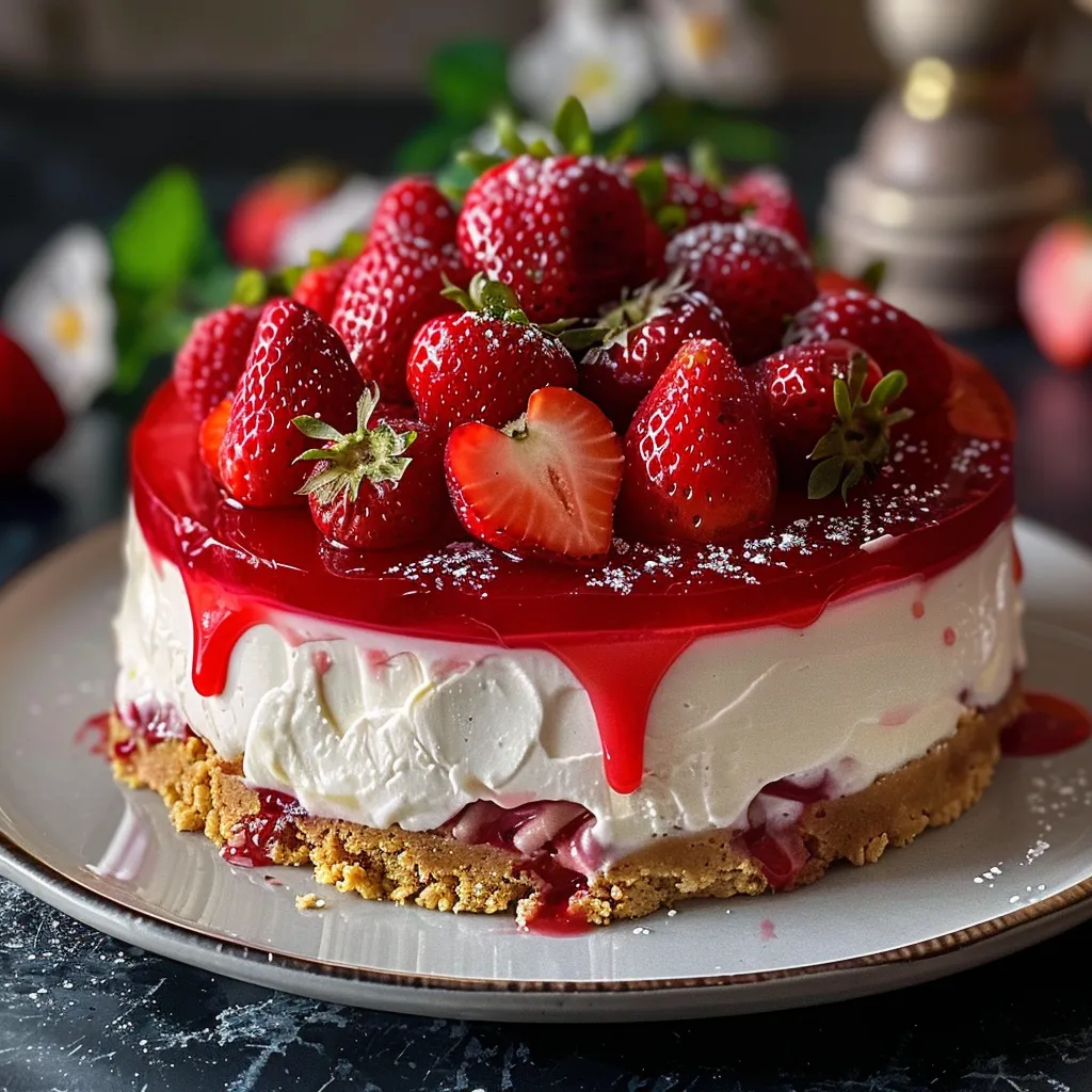 Eine Strawberry-Konfitüre mit Strawberries und Whipped Cream auf einem Platter.