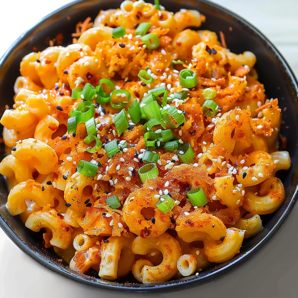Ein schwarzes, leeres Bowl mit Macaroni und Zwiebeln.