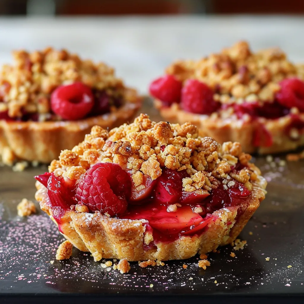 Ein kleiner, raspberry-beladener Tart auf einem Teller.