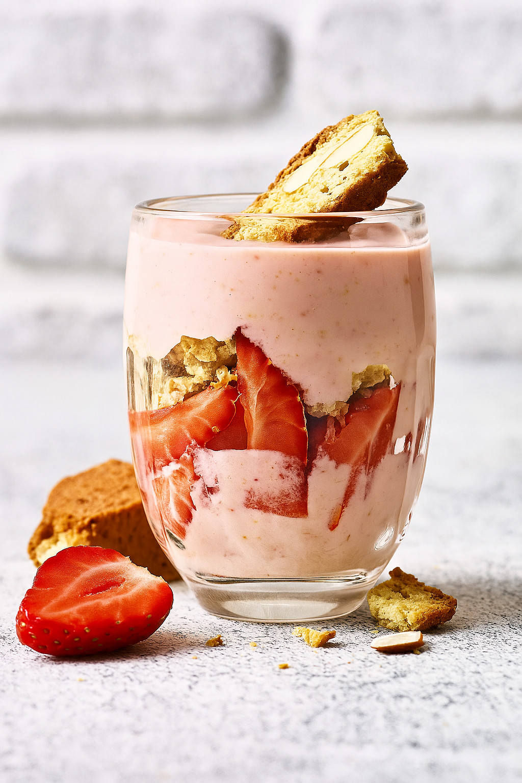 Ein Glas mit einer Mischung aus Strawberry, Orange und Nuts.