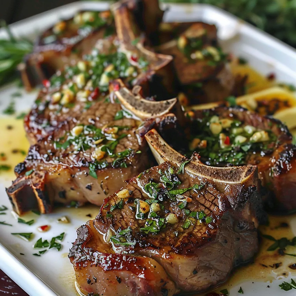 Eine Platte mit gegrillten Steaks, die mit Kräutern und Gewürzen zubereitet sind.