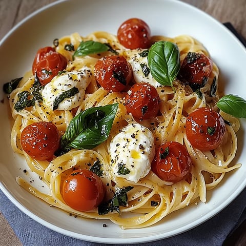 Eine Auflaufform mit Nudeln und Tomaten.