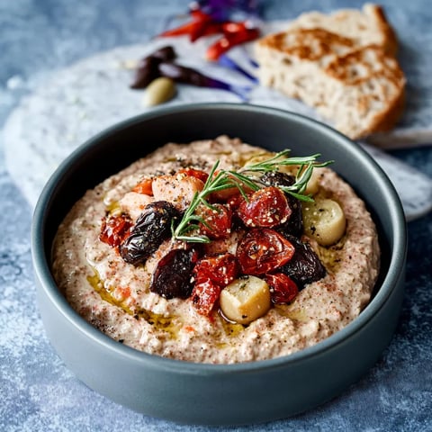 Ein Schälchen mit einer Mischung aus Nüssen, Tomaten, Zwiebeln und Gewürzen.