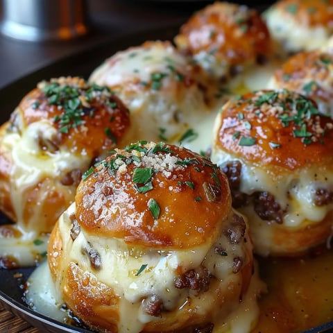 Eine Platte mit sechs Käsekugeln, die mit Parmesan und Kräutern garniert sind.