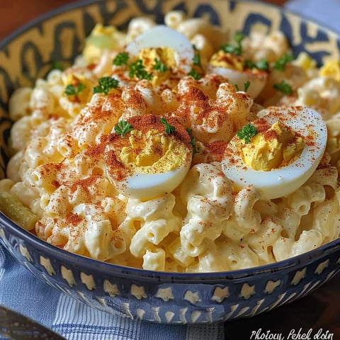 Ein BOWL mit macaroni und ei.